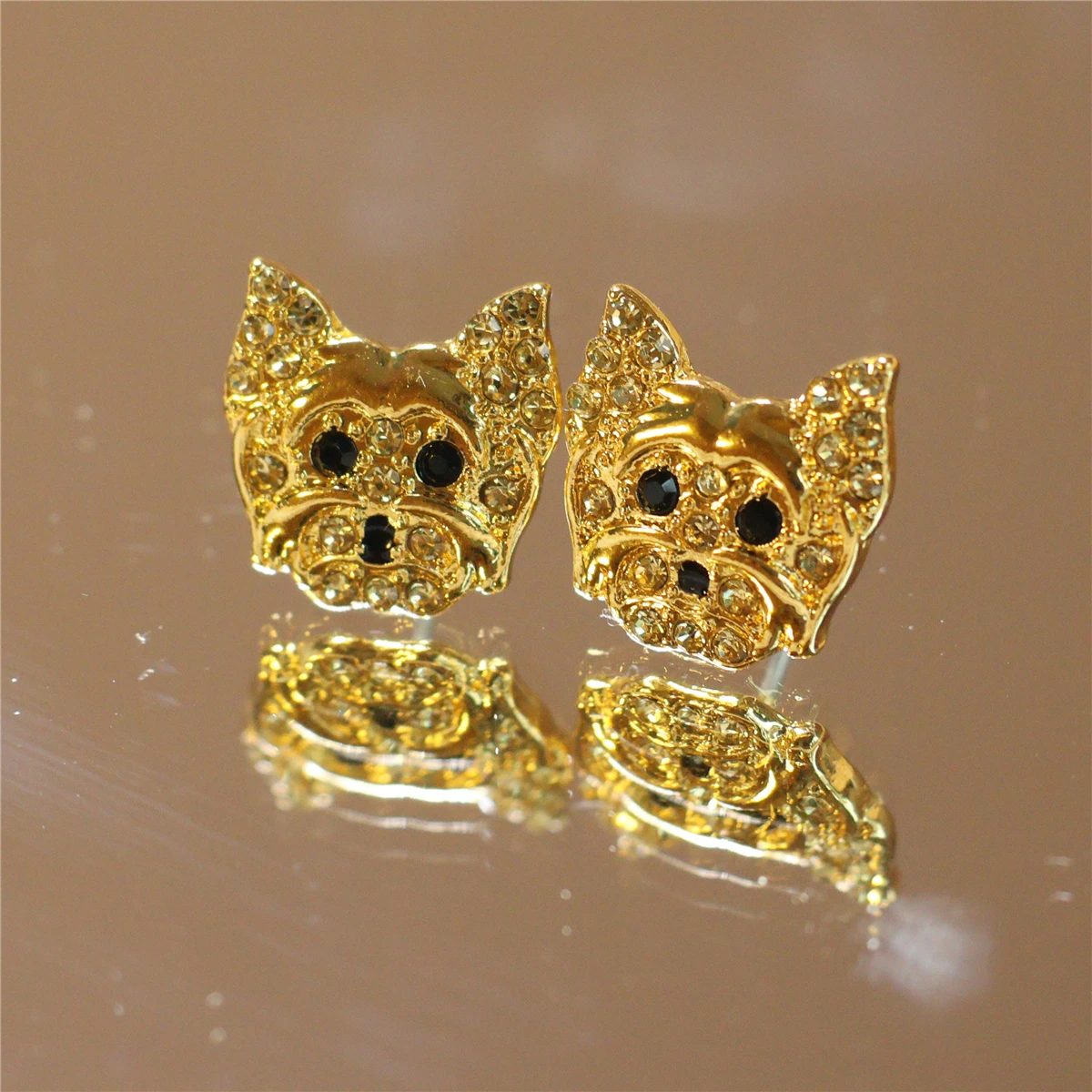 Creative Cute Golden Yorkshire Stud Earrings for Women Exquisite Pet Puppy Earrings Jewelry Birthday Holiday Gift for Dog Lovers