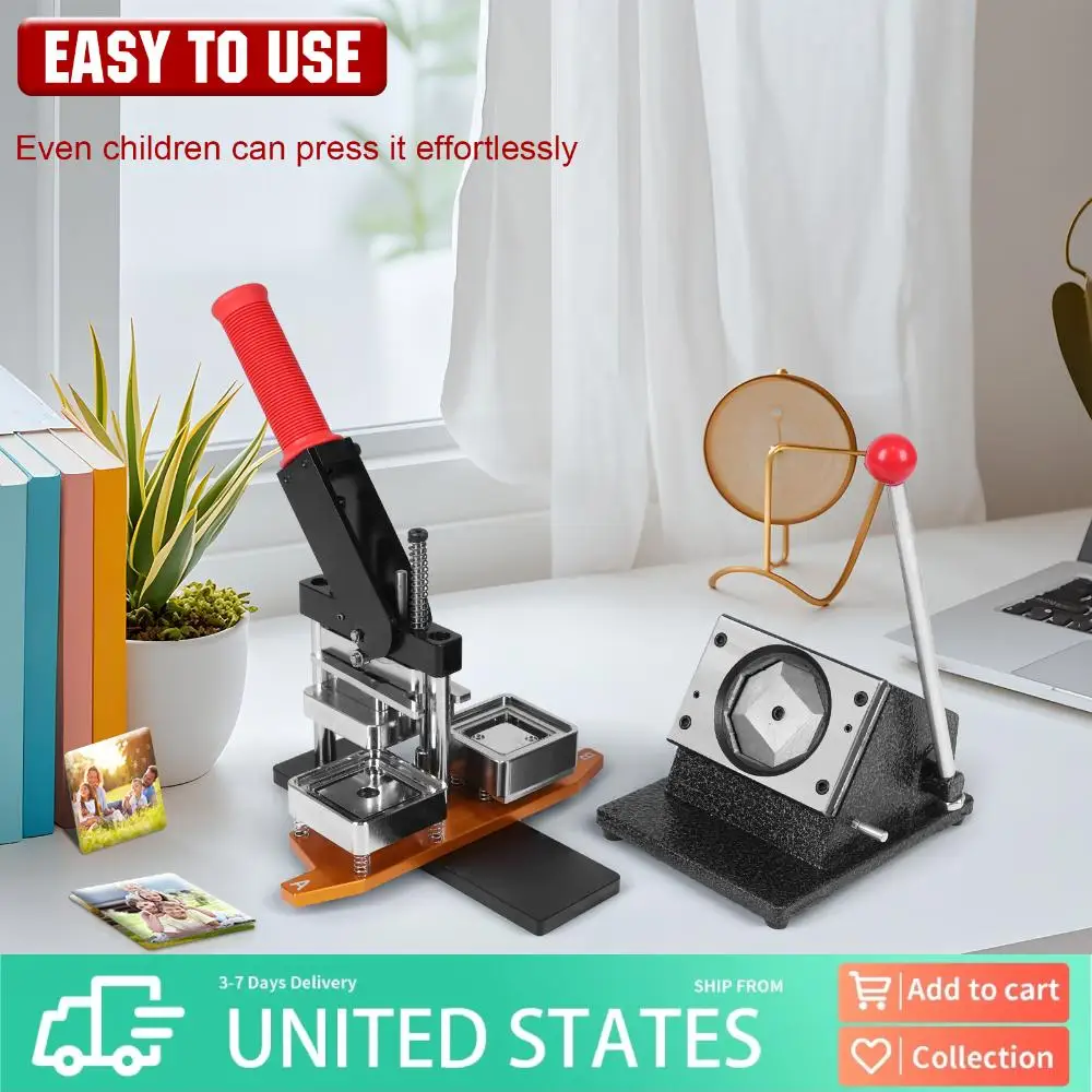 

Машина для изготовления квадратных магнитов на холодильник 50 мм с 100 комплектами расходных материалов, набор для прессования значков на холодильник для рукоделия, домашнего использования и бизнеса