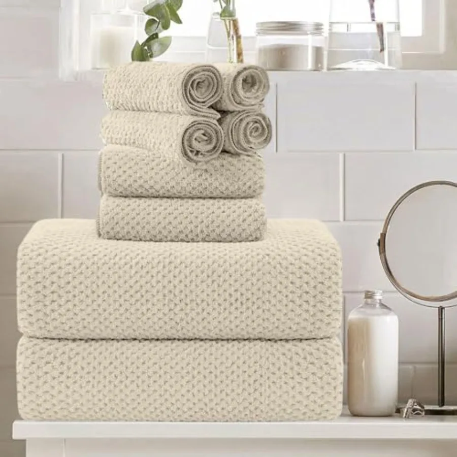 

Набор из 8 больших семейных банных полотенец: 2 очень больших полотенца для ванной, 2 полотенца для рук, 4 салфетки для умывания — 600GSM, мягкие, высокоабсорбирующие, быстросохнущие