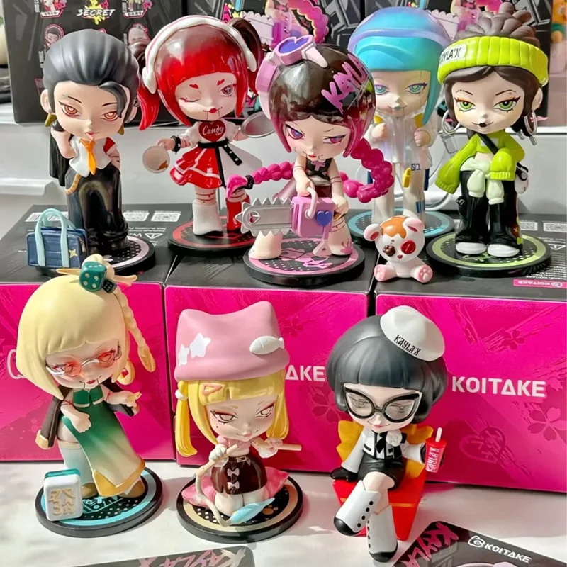 Kayla X Fashion Block Series Blind Box Cool Girl Action Figure Dark Black Model Anime Figurine Collection Doll Toy Home Ornament