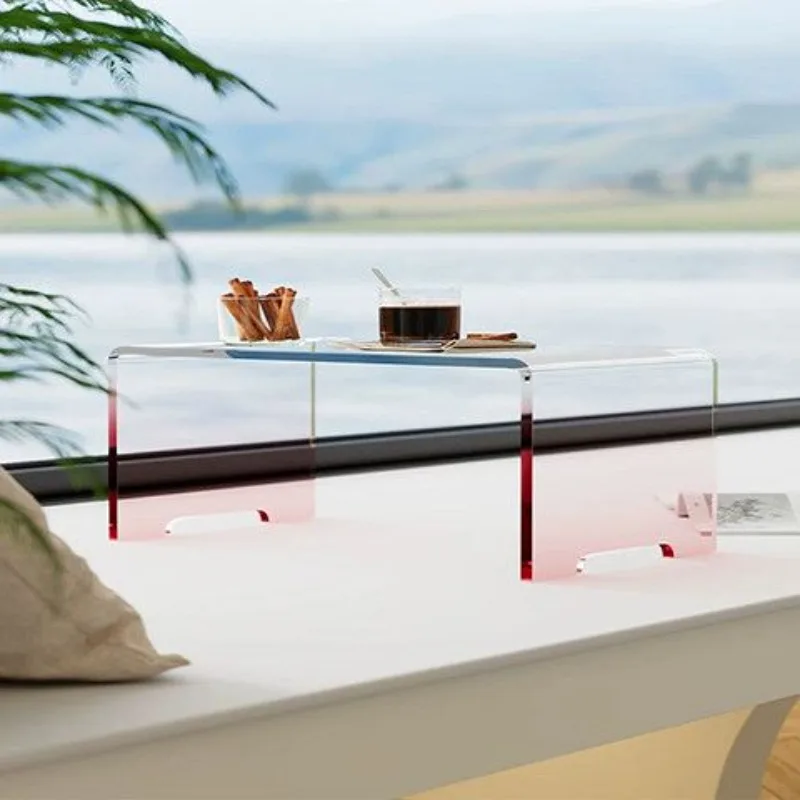 Acrylic gradual change color edge table, transparent bay window coffee table, simple bed table tatami low table, rainbow small 2