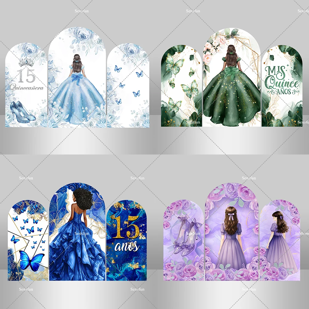 Quinceanera فستان الأميرة الحلو 15th حفلة عيد ميلاد الطفل دش يغطي كيارا قوس ديكور خلفية صور الخلفيات
