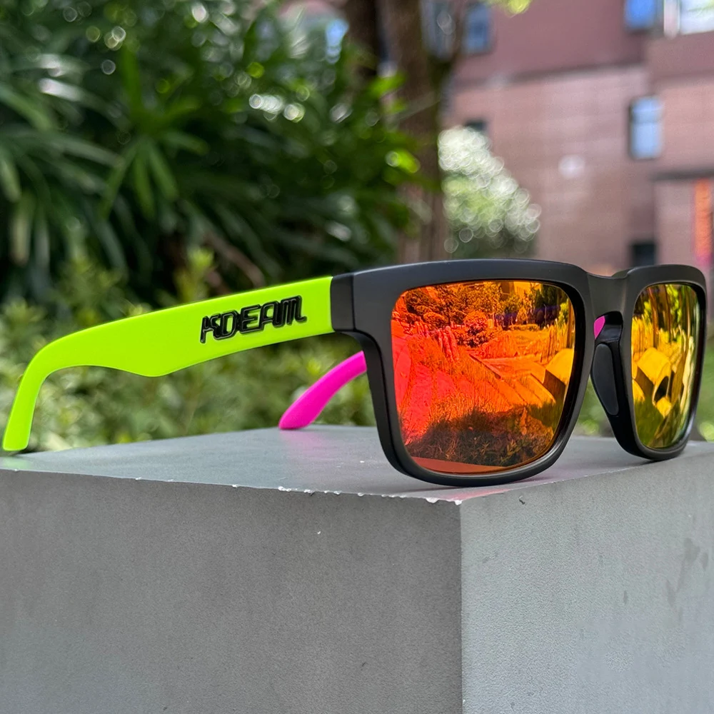 نظارات شمسية مستقطبة من Kdeam للرجال والنساء والأزواج، ماركة عصرية للجنسين، عدسات حمراء مرآة ملونة تحجب الأرجل