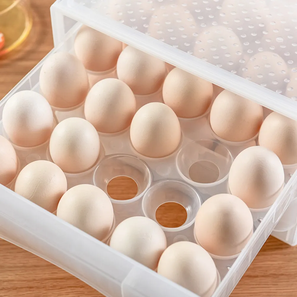 

60 Grid Double Layer Egg Storage Box Food Grade Plastic Refrigerator Organizer Stackable Transparent Egg Tray for Kitchen Home