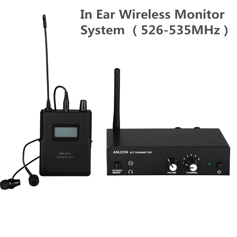 Top S2 Stereo Wireless Monitor System Wireless Earphone Microphone Transmitter System 526-535Mhz 100-240V NTC Antenna Kit