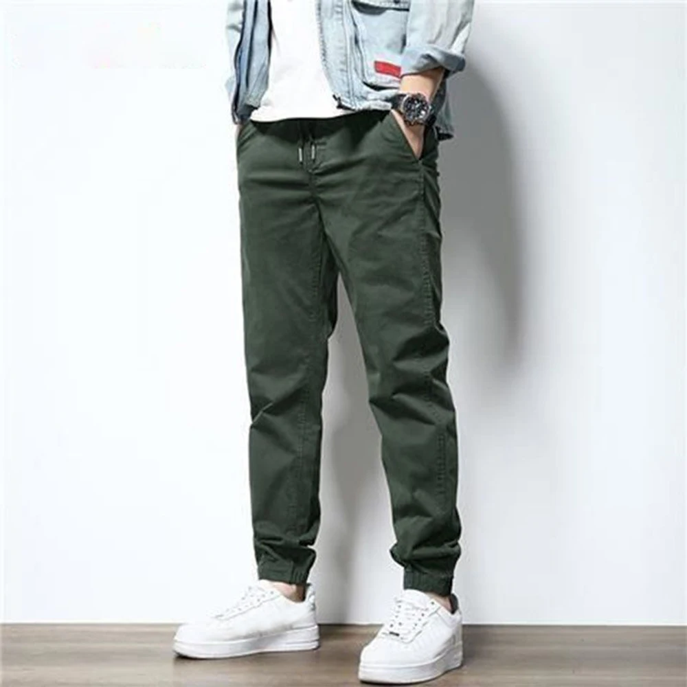 Pure Cotton Casual Pants Men's,Elastic Waist Invisible Open Crotch Outdoor Sex,Slim Trend Trousers,Exotic 9 Point Pant Simple