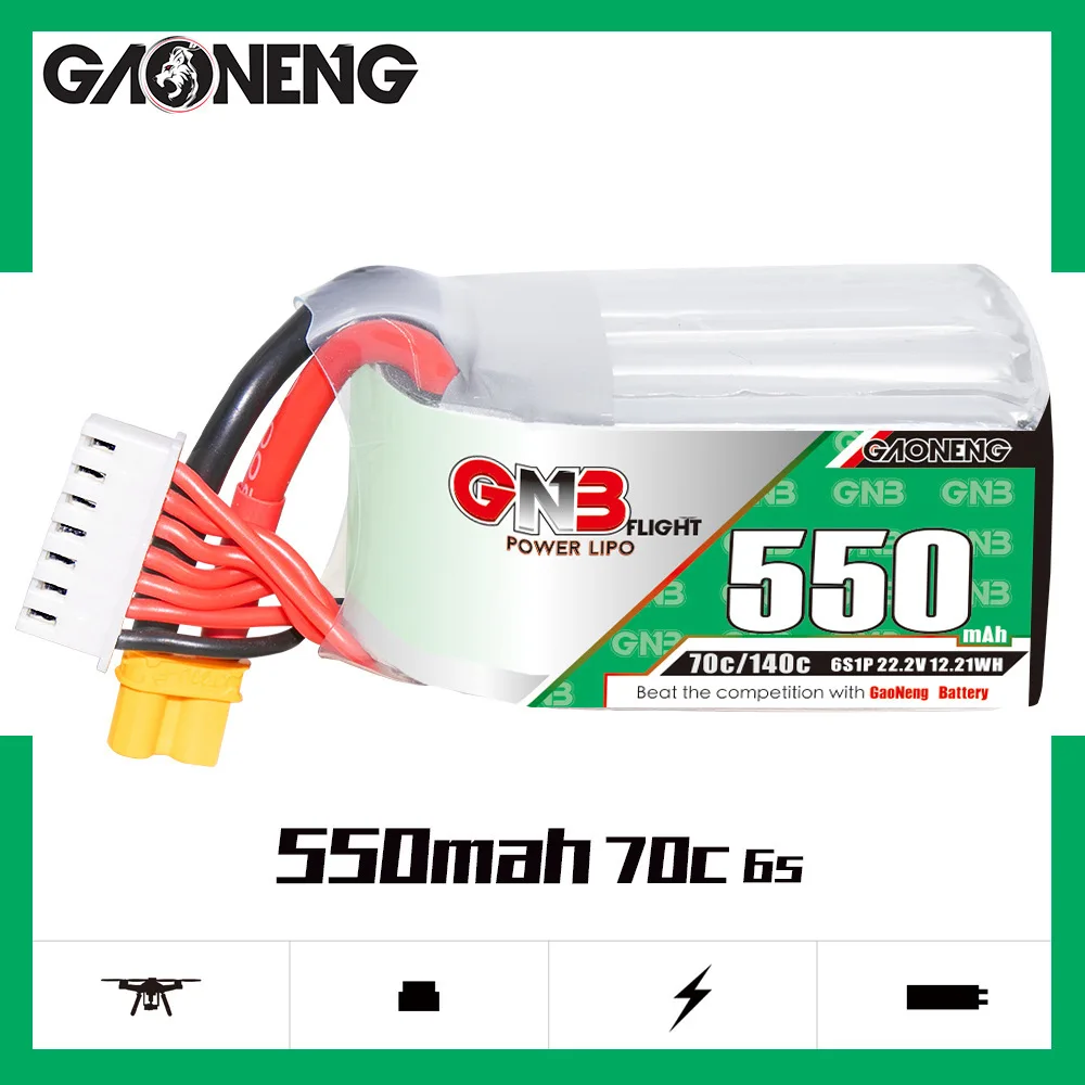 GNB 550mAh 6S 22.2V 70C/140C Lipo Battery For Torrent 110 RC Helicopter Quadcopter FPV Racing Drone Spare Parts 6S Battery