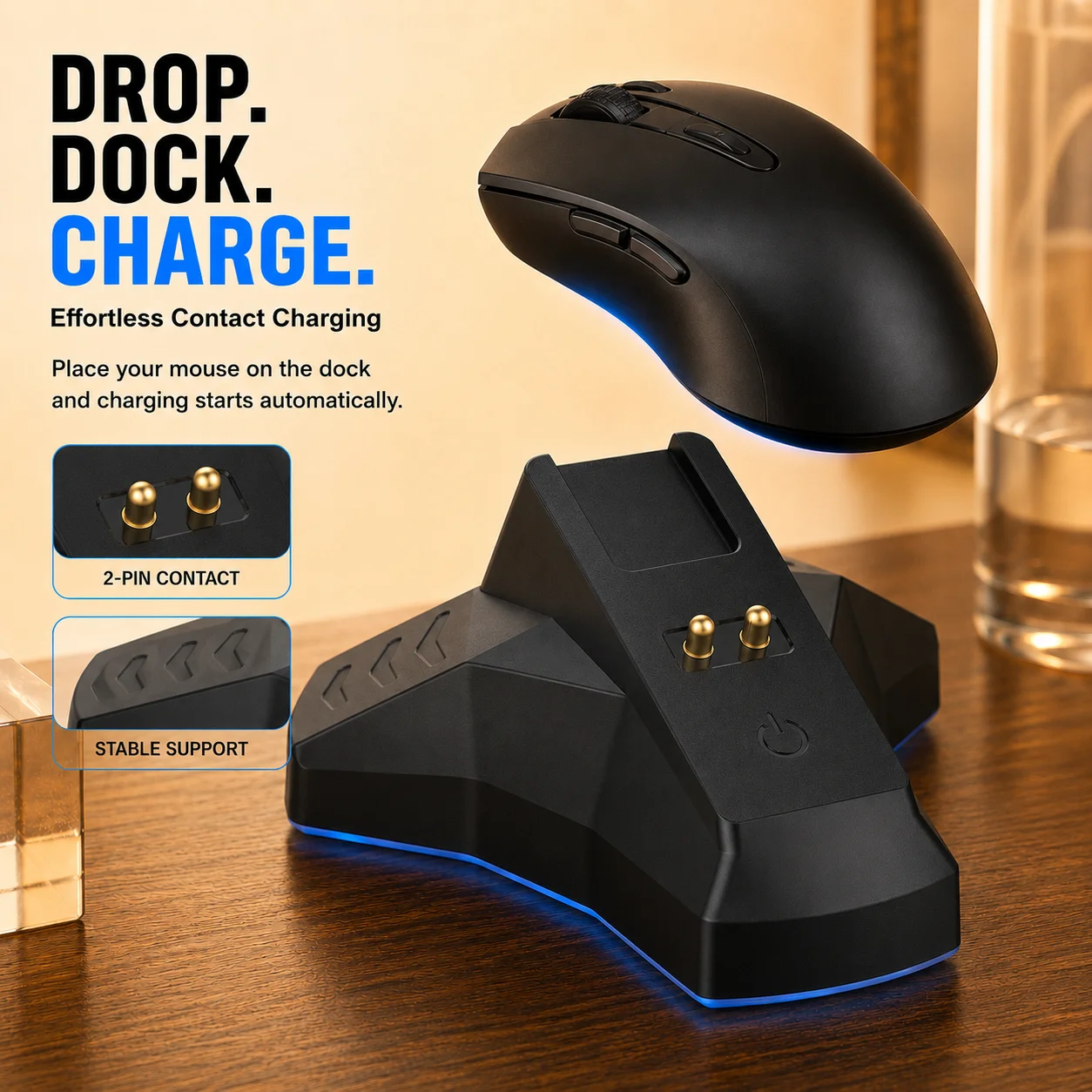 Mouse Dock Charger for Naga Pro/Viper/Basilisk/Razer DeathAdder V2 Pro Wireless Mouse Charging Dock Feet Mouse Charger Base view 4