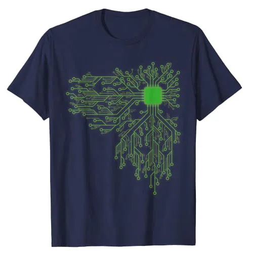 Anatomical Heart CPU Processor Computer Programmer PCB Board Geek T-Shirt Electrical Electronic Engineer Circuit Graphic Tee Top