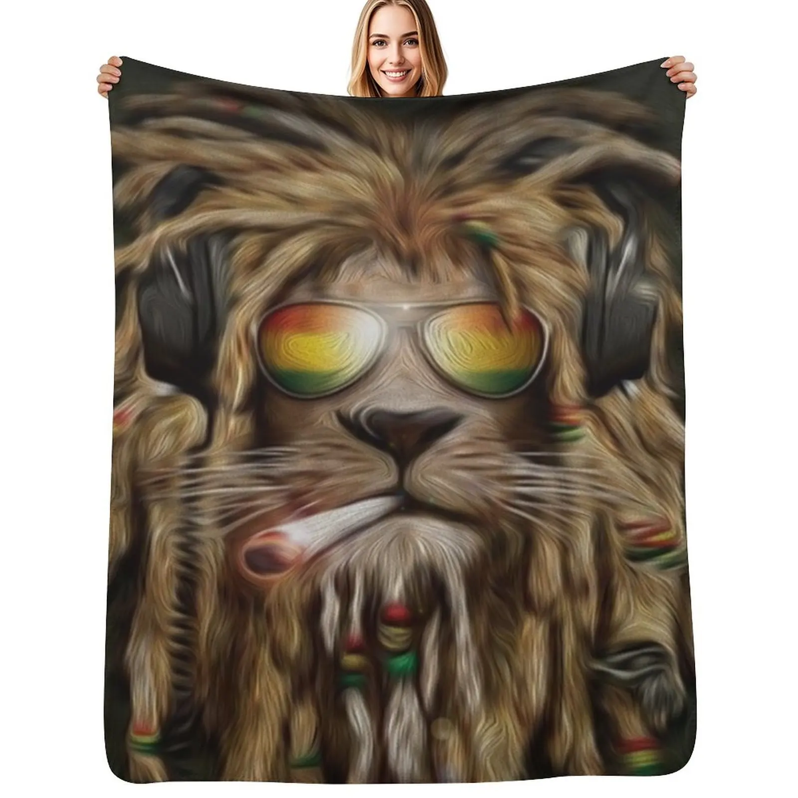 

RASTA LION Throw Blanket Bed Fashionable Designers Furrys Decoratives Blankets