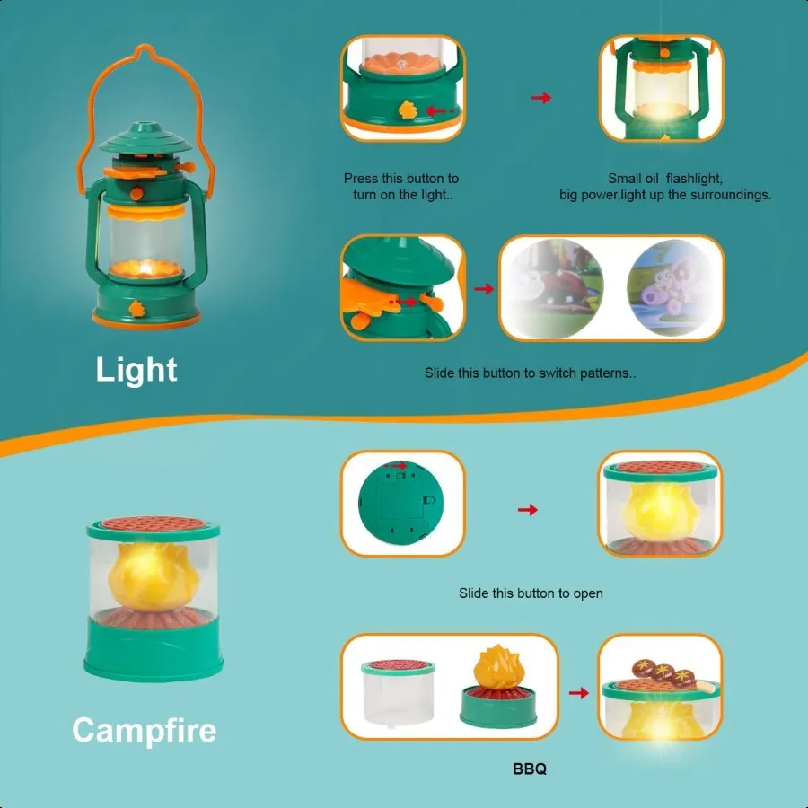 Meland ensemble de Camping avec tente jouets pour tout-petits pour garçons avec feu de camp jouets de Camping pour intérieur extérieur semblant jouer idée cadeau pour garçon