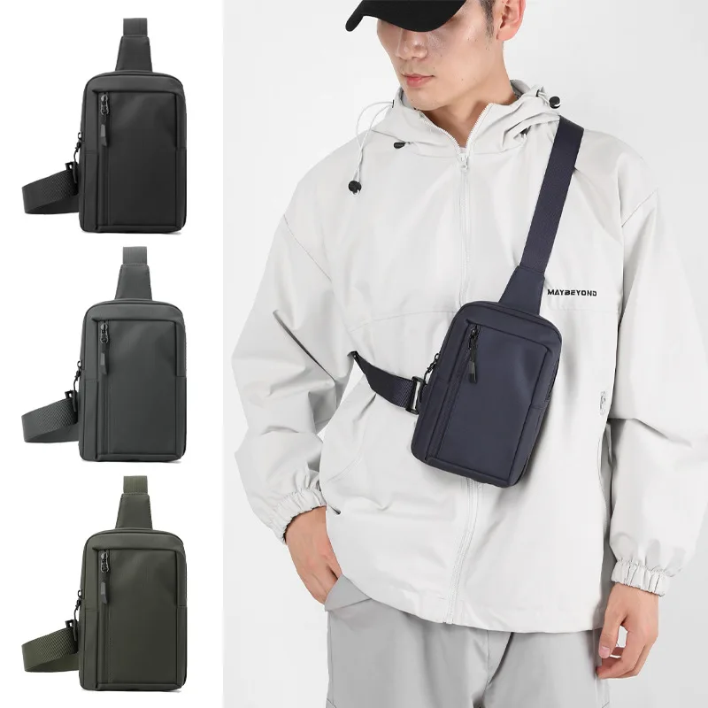 

Chest bag Men's single shoulder bag leather membrane chest bag anti splash large capacity oblique cross
