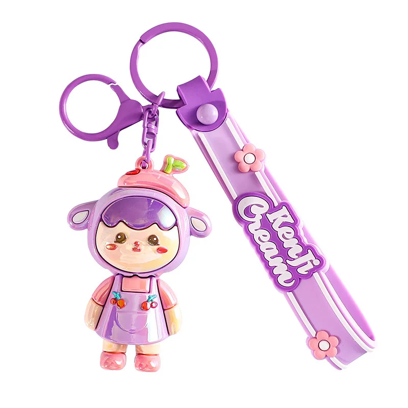 Miniso 高級で絶妙なカラフルなチェリーガールキーチェーンペンダント、繊細なキーチェーン装飾、高級ギフト