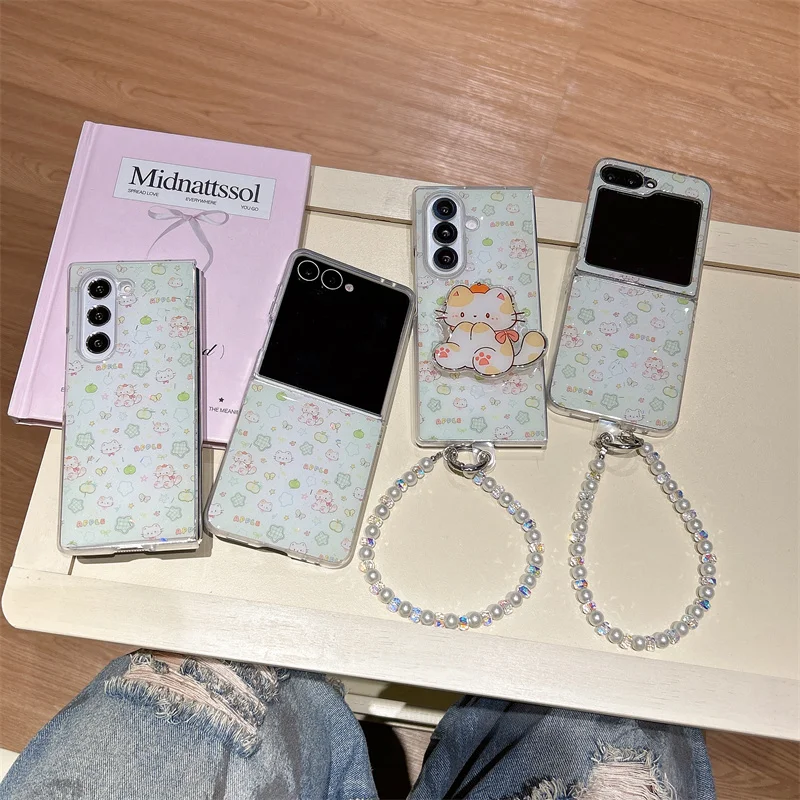 

Чехол-браслет с мультяшным котом для Samsung Galaxy Z Flip 7 FE 6 3 4 5 Z Fold 4 5 6 7 Противоударный чехол