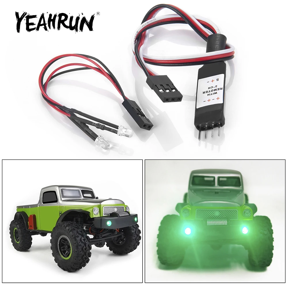 YEAHRUN Headlight Front LED Light with Switch Control for Axial SCX24 Deadbolt Chevrolet Wrangler Gladiator Bronco 1/24 RC Car