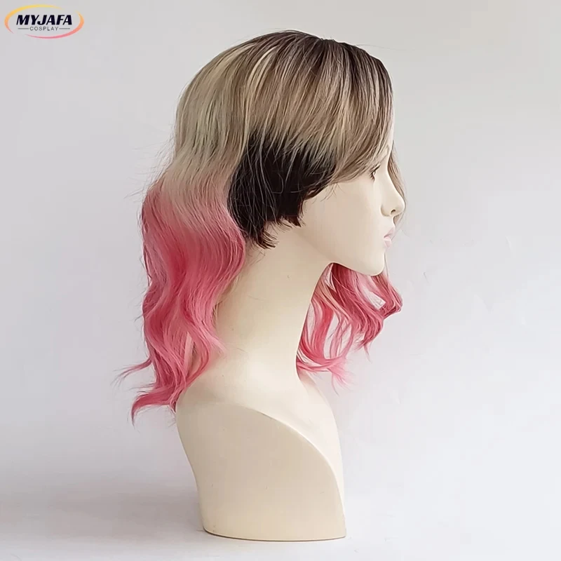 

w;2,c\4.g;Gwen Stacy Cosplay Gwendolyn Maxine Wig High Quality Black Blond Pink Ombre Heat Resistant Synthetic Hai6,b'8\j'7/