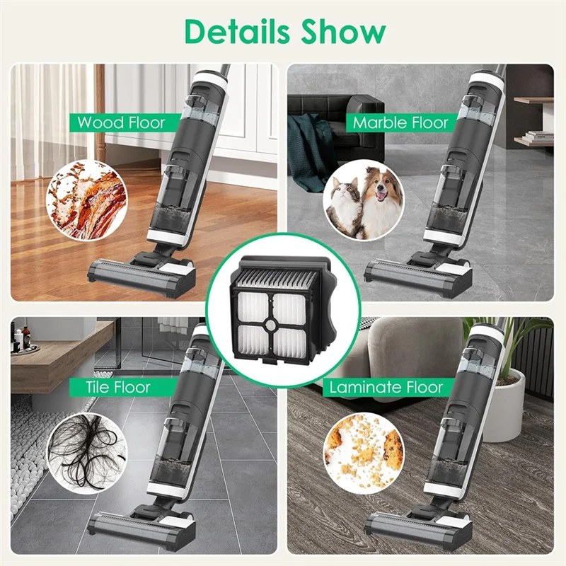 

ABGH-HEPA Filter Replacement For Tineco Ifloor 3, Floor One S3, Floor One S5, Floor One S5 Pro Cordless Wet Dry Vacuum Parts