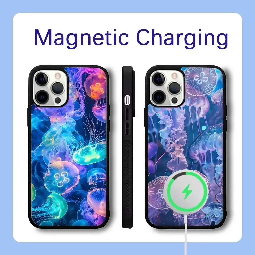 

Jellyfish Sea Ocean Phone Case For iPhone 16,15,14,13,12,11,Pro,Max,Plus,Mini,SE Magsafe Magnetic Wireless Charging