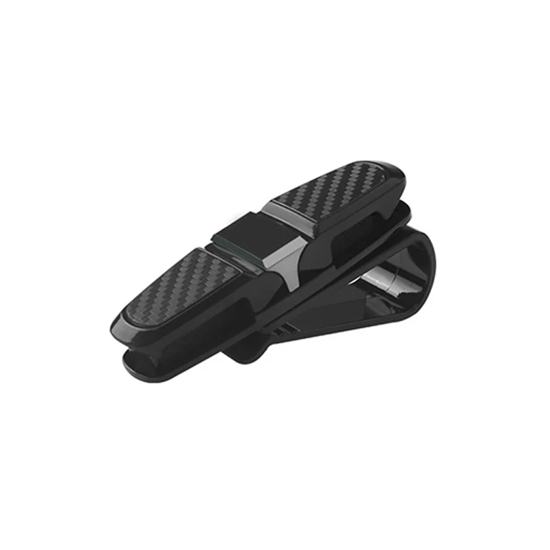 Premium Car Sun Visor Glasses Holder, Rotatable Sunglasses Clip with Card Ticket Slot, Carbon Fiber Texture Eyeglass Hanger