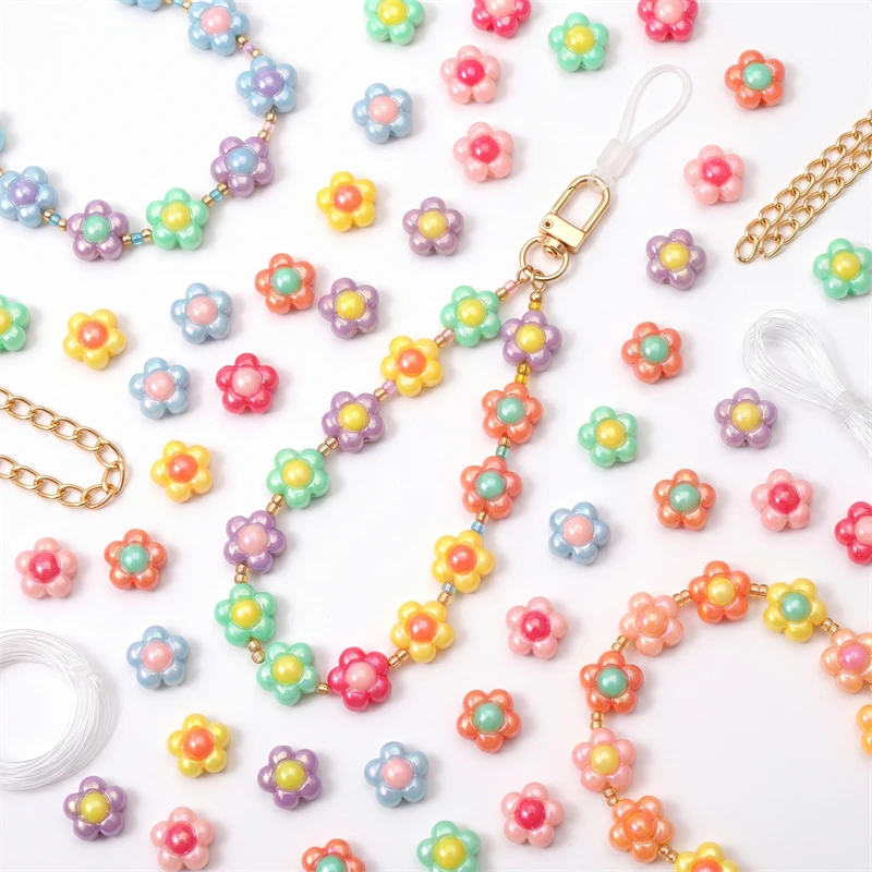 16mm Mix Color 20Pcs/lot Acrylic Two-Color Sunflower Shaped Loose Spacer Beads For Jewelry DIY Making Keychain Crafts Accessory