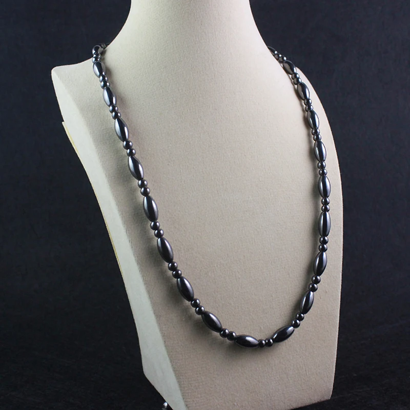 Magnetic Hematite Oval Beads Necklace for Men and Women Jewelry Gift