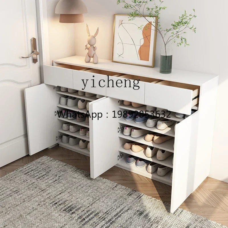 solid wood shoe cabinet large capacity multi-layer oversized household door storage entrance cabinet