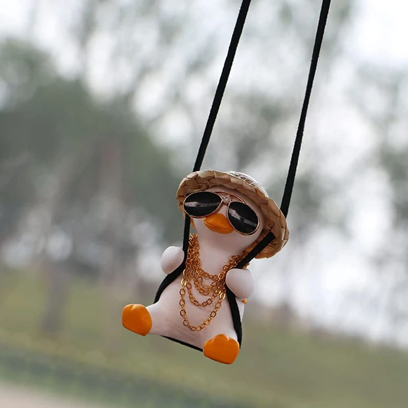 2Pcs Swinging Duck Car Hanging Ornament Swing Duck Car Mirror Cute Anime Car Accessories Car Decoration Ornament Gift