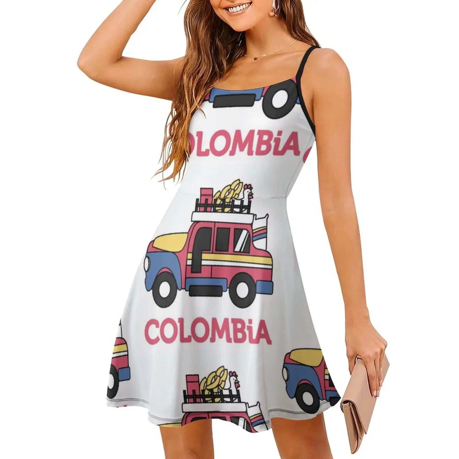 كولومبيا السفر ملصق الكولومبي تشيفا تصميم المرأة الشارع الشهير فستان الحفلات العصرية طباعة نادي الملابس للإناث جنوب #3