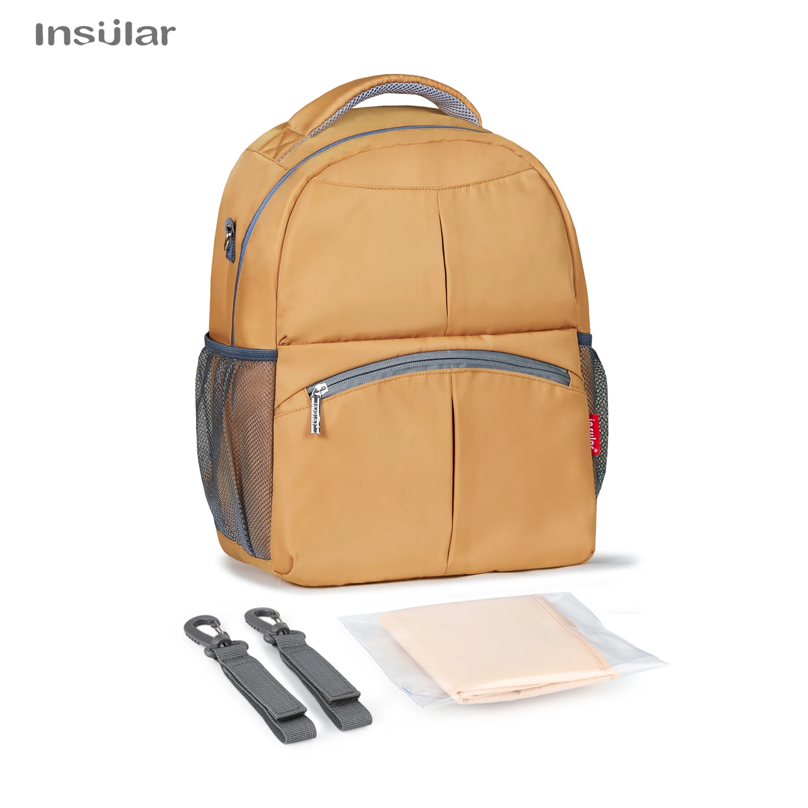 Insular-mochila para pañales de bebé, bolso de enfermera de gran capacidad, bolsas multifunción para cochecito de pañales de viaje al aire libre