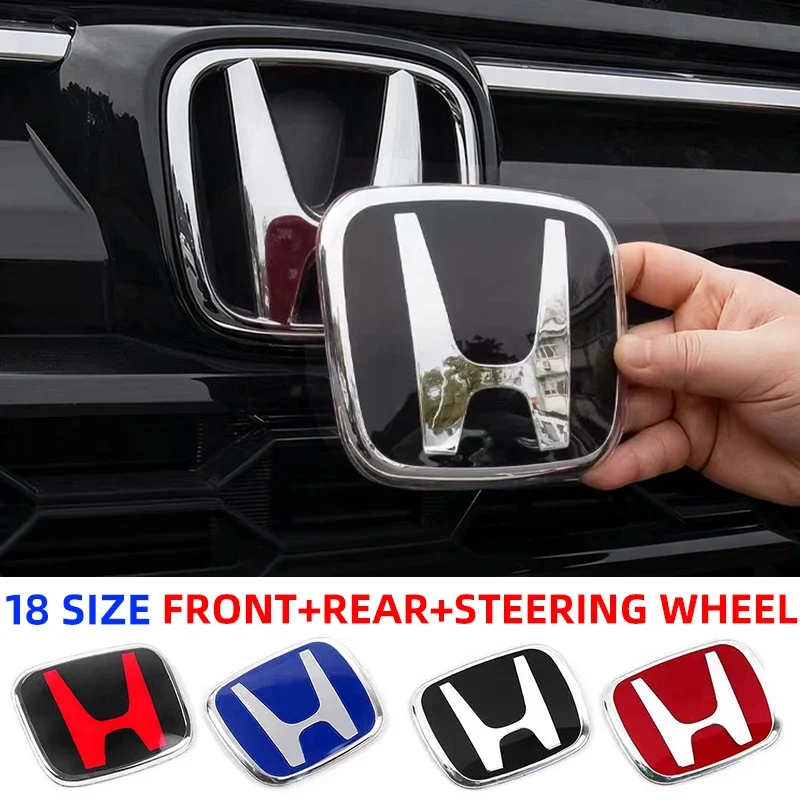 

1pcs ABS Car Logo Front Grille Rear Trunk Steering Wheel Decoration Sticker Accessories For Honda Accord Civic Type-R CRV
