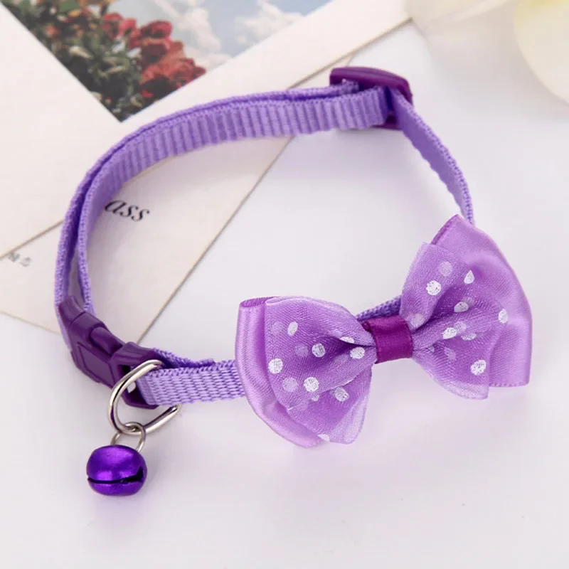 Pet Collar Adjustable Durable Cat Collars Cute Bow Kitten Necklace Soft Bell Puppy Lead Pet Product Dog Supplies Cat Accessories