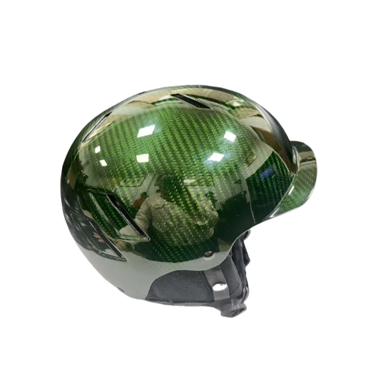 Thickened Carbon fiber material ski helmet, retro dual sport design, high toughness protective gear for unisex adult winter outd