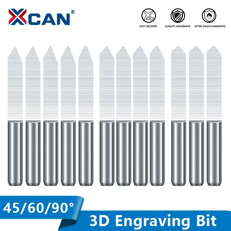 XCAN-brocas de grabado PCB de 45/60/90 grados, enrutador de fondo plano, vástago de 3.175mm, enrutador CNC, herramientas de fresado de tallado de