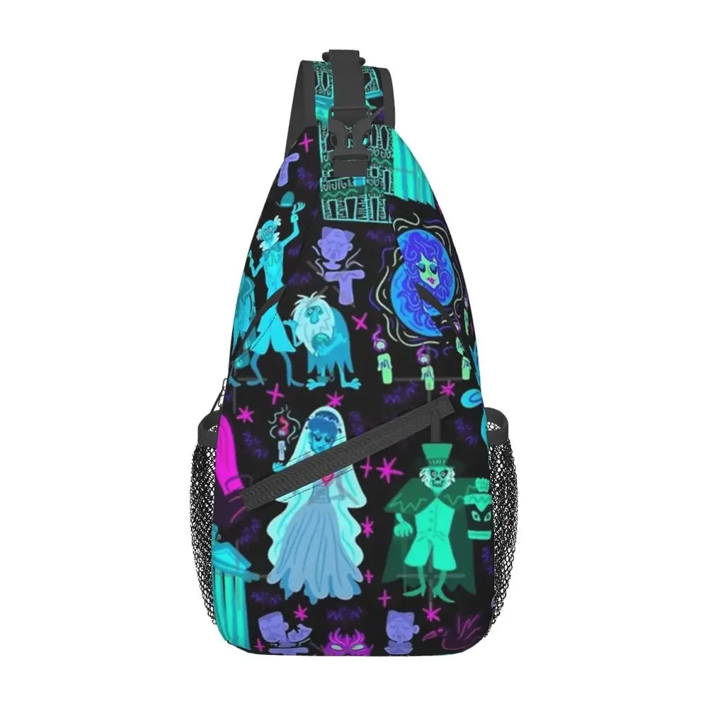 Ghost Spukhaus Villa Sling Brusttasche maßge schneiderte Halloween Cross body Schulter rucksack für Männer reisen Tages rucksack