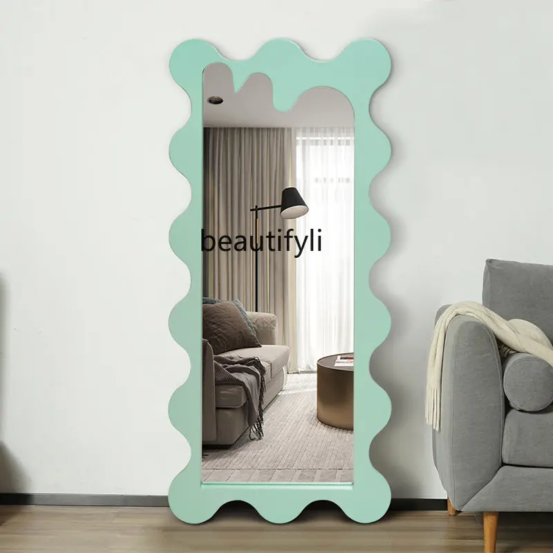 yj Special-Shaped Irregular Wave Full-Length Mirror Household Entrance Artistic Living Room Wall Hanging Dressing Mirror