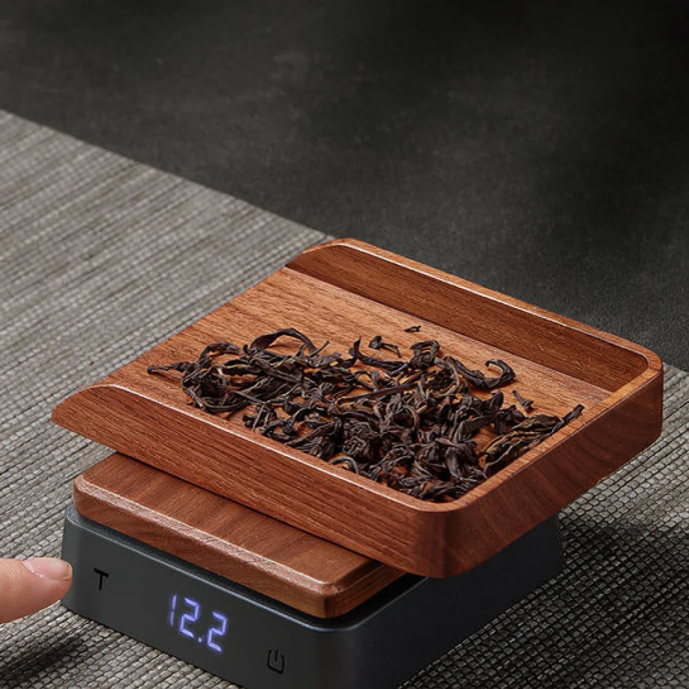 Professional Walnut Tea Scale Digital Gram Balance Rechargeable Kitchen Tool High Accuracy Food Weighing Accessory
