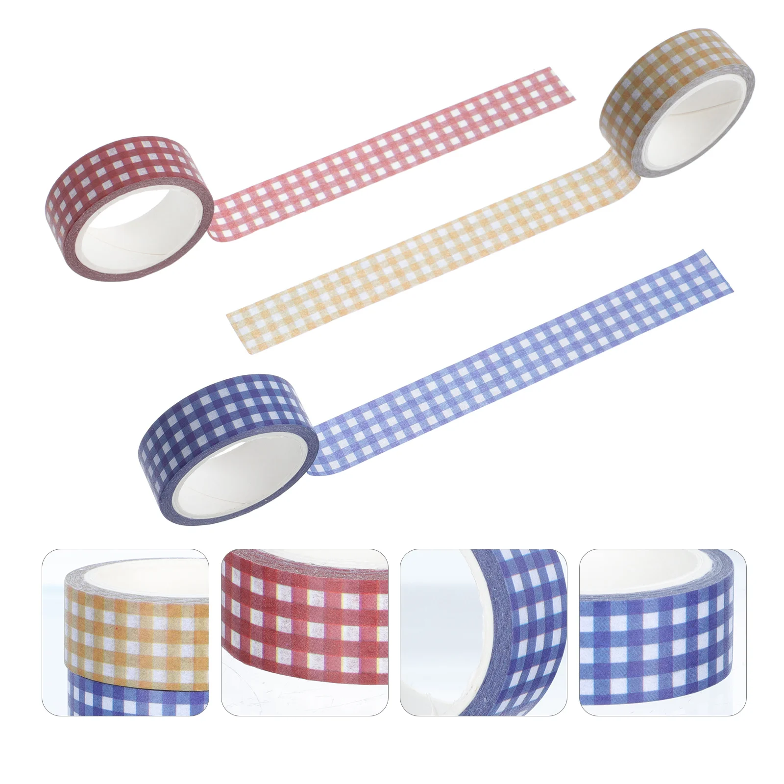 

12 Rolls Vintage Grid Pattern Tapes Paper Decorative Stickers for DIY Scrapbooking Journal Notebook Gift Wrapping