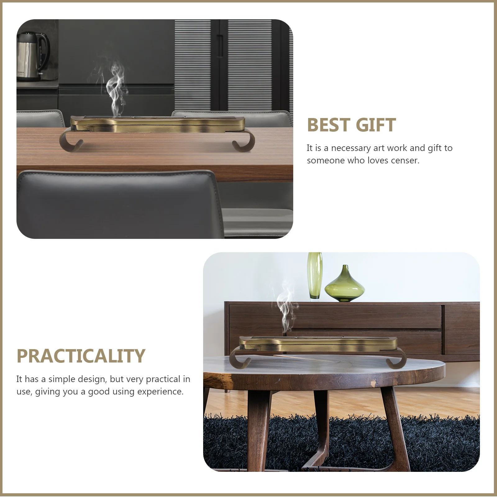 

Elegant Incense Holder Burner Decor Design Fine Workmanship Rounded Edges Suitable for Study Yoga Rooms