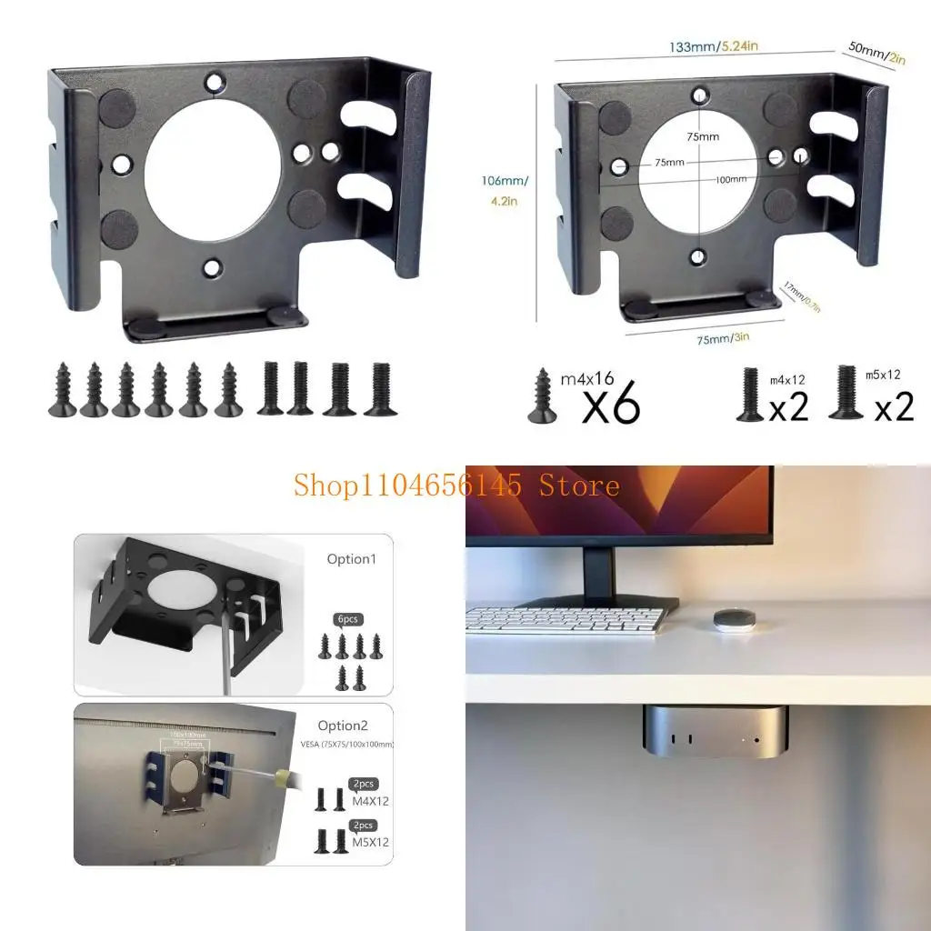 

5asd Metal Mount Bracket Slip Proof For Mini Desktop Computer Desk And Screen Back Space Optimization