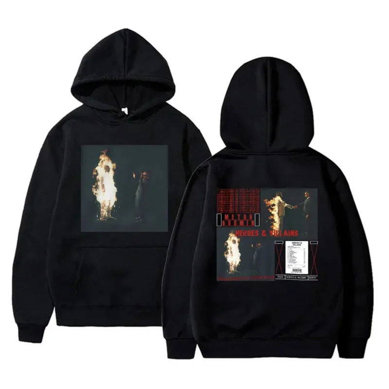 Rapper Metro Boomin Heroes & Villains Album Cover Graphic Hoodie Male Fleece Cotton Sweatshirt Men's Hip Hop Oversized Hoodies