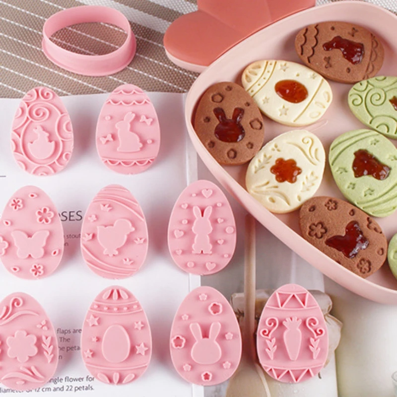 

DIY Easter Sauce Sandwich Biscuit Mold 3D Cartoon Bunny Egg Baking Cookie Mold Stamp Easter Cookie Cutters Cake Decorating Tools