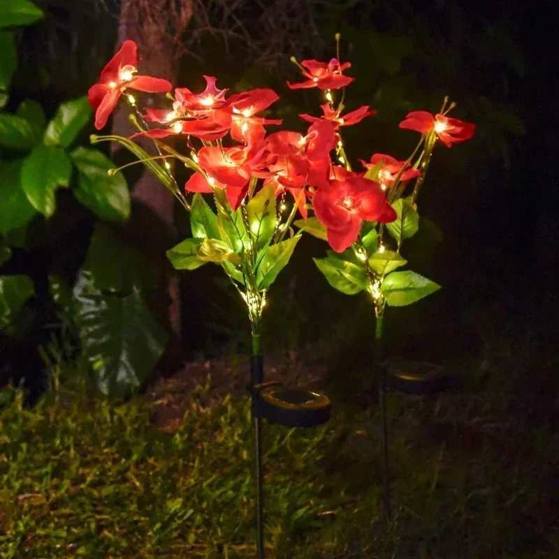 

Courtyard Garden Party Decoration Outdoors Light LED Dimulation Flower Lawn Villa Landscape Ground Lamps New Solar Orchid Lights