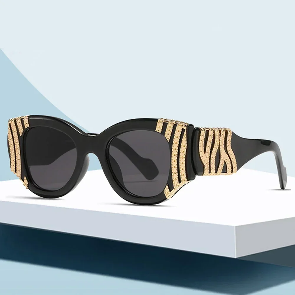 Gorgeous High-quality Sunglasses with New Personality Metal Decorations for Retro Catwalk Trend Fashion Ladies