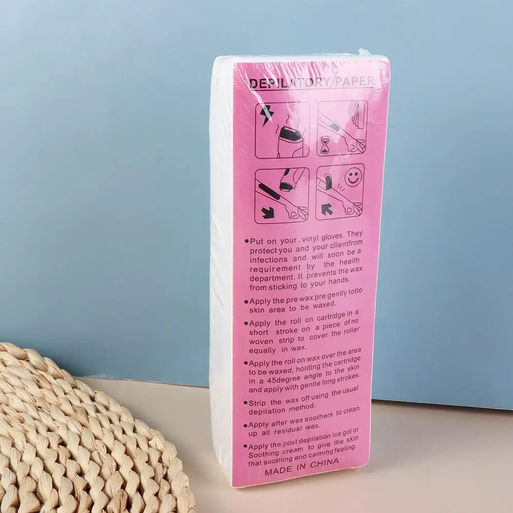 

100pcs Gentle Non-Woven Wax Strips Disposable Painless Hair Removal Wax Paper Long-Lasting Smoothness Body and Face Epilator Men