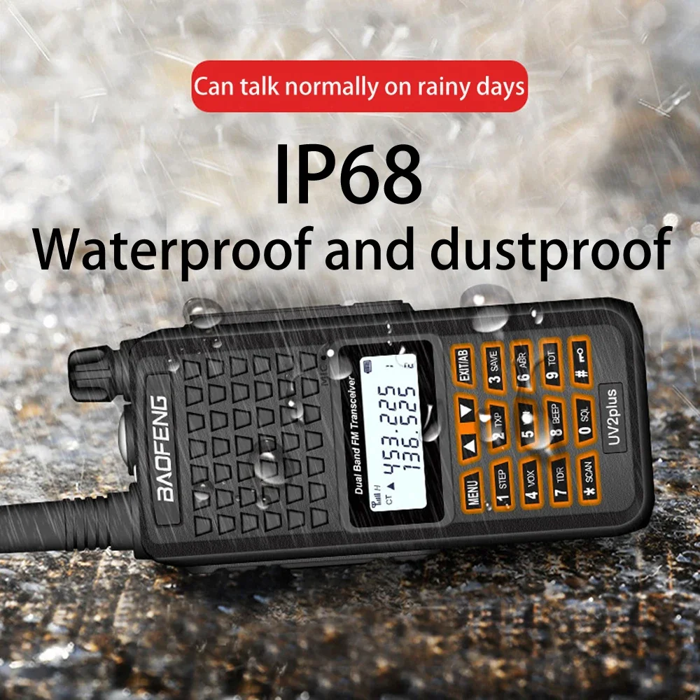 2024 Baofeng UV2Plus IP68 walkie talkie impermeabile a lungo raggio 30km ham CB radio ricetrasmettitore hf UHF VHF Tri-Band Radio bidirezionale