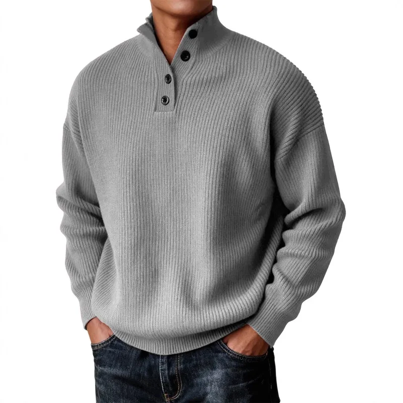 

Mens Autumn Winter Casual Versatile Stand Up Collar Woolen Sweatshirt