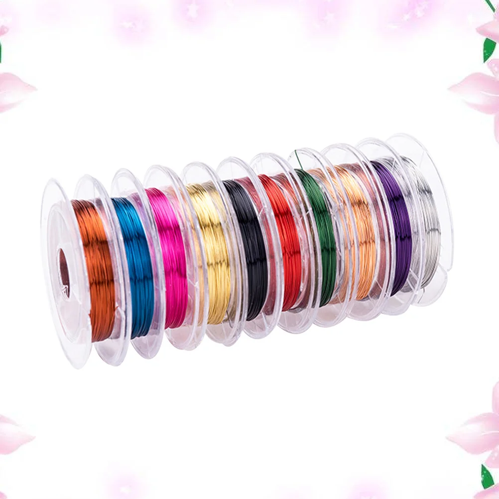 10 rouleaux de cuivre coloré 0.3Mm 10M, 10 pièces, pour artisanat de perles, bricolage, arrangement Floral, fabrication de chapeaux, couleur cuivre pour la fabrication de bijoux