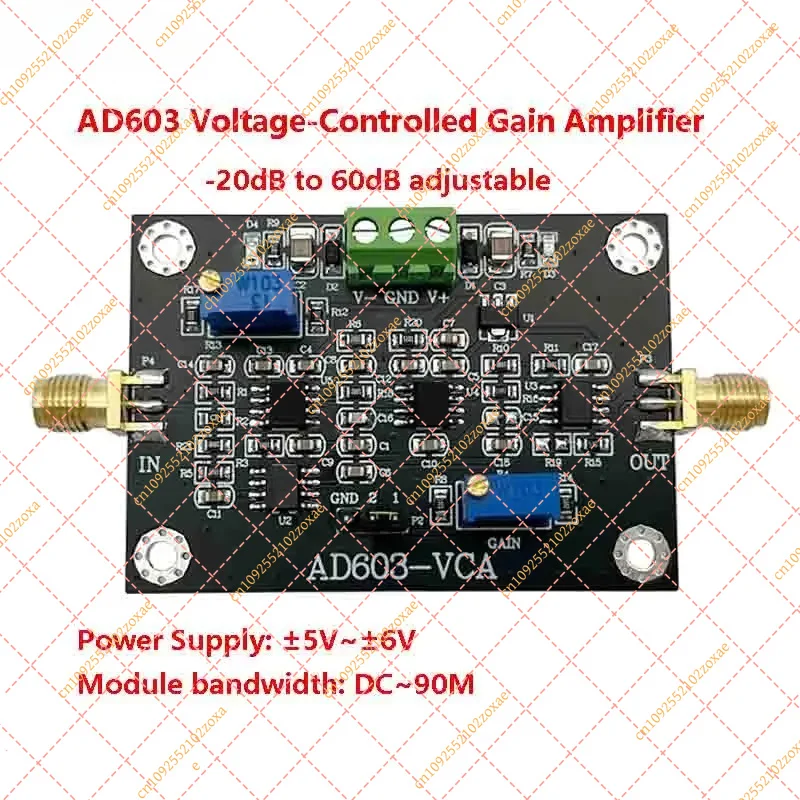 AD603 Voltage Controlled Gain Amplifier Module VCA High Bandwidth -20~60dB Gain Manual & External DA Programmable Control