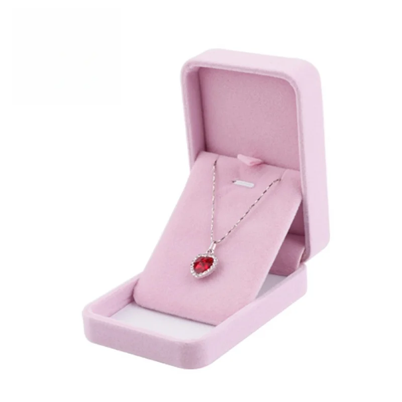 Cute Velvet Ring Box Classical Ring Bearer Case Pink Jewelry Gift Box for Engagement Proposal Wedding - view 2