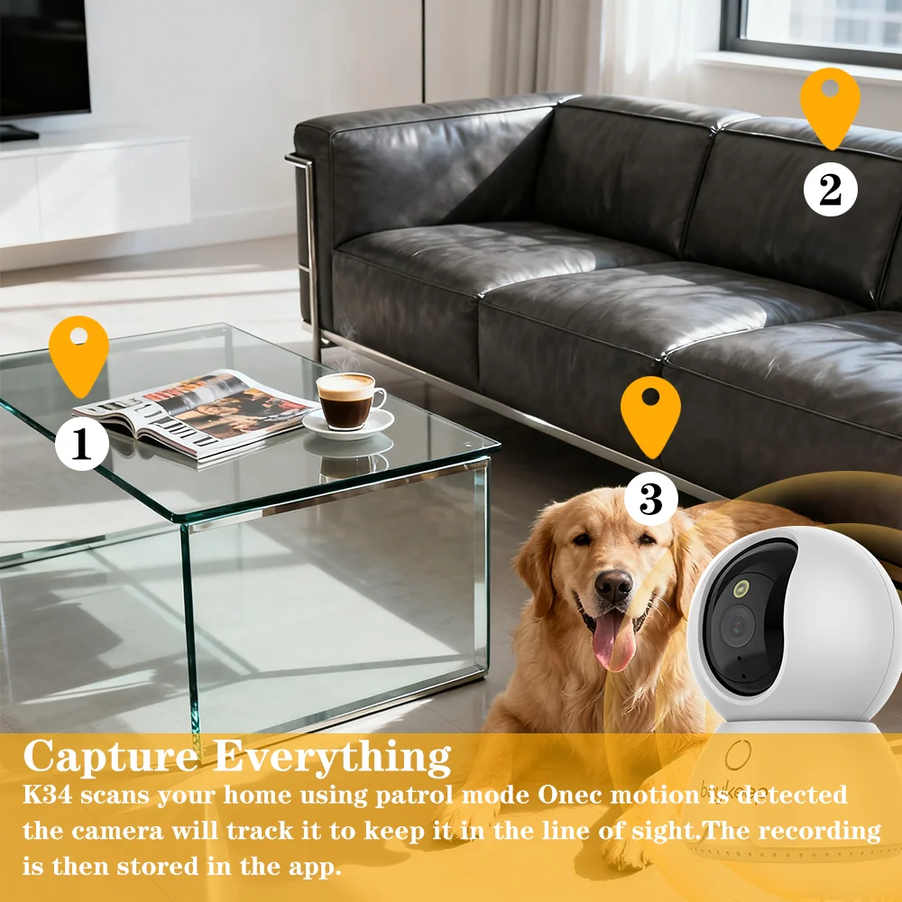 4 قطع كاميرا ذكية آمنة عالية الدقة: 2 ميجابكسل عالية الدقة، 3 أوضاع للرؤية الليلية، محادثة مزدوجة كاملة الاتجاه، وظائف AI، التخزين السحابي والمحلي #3